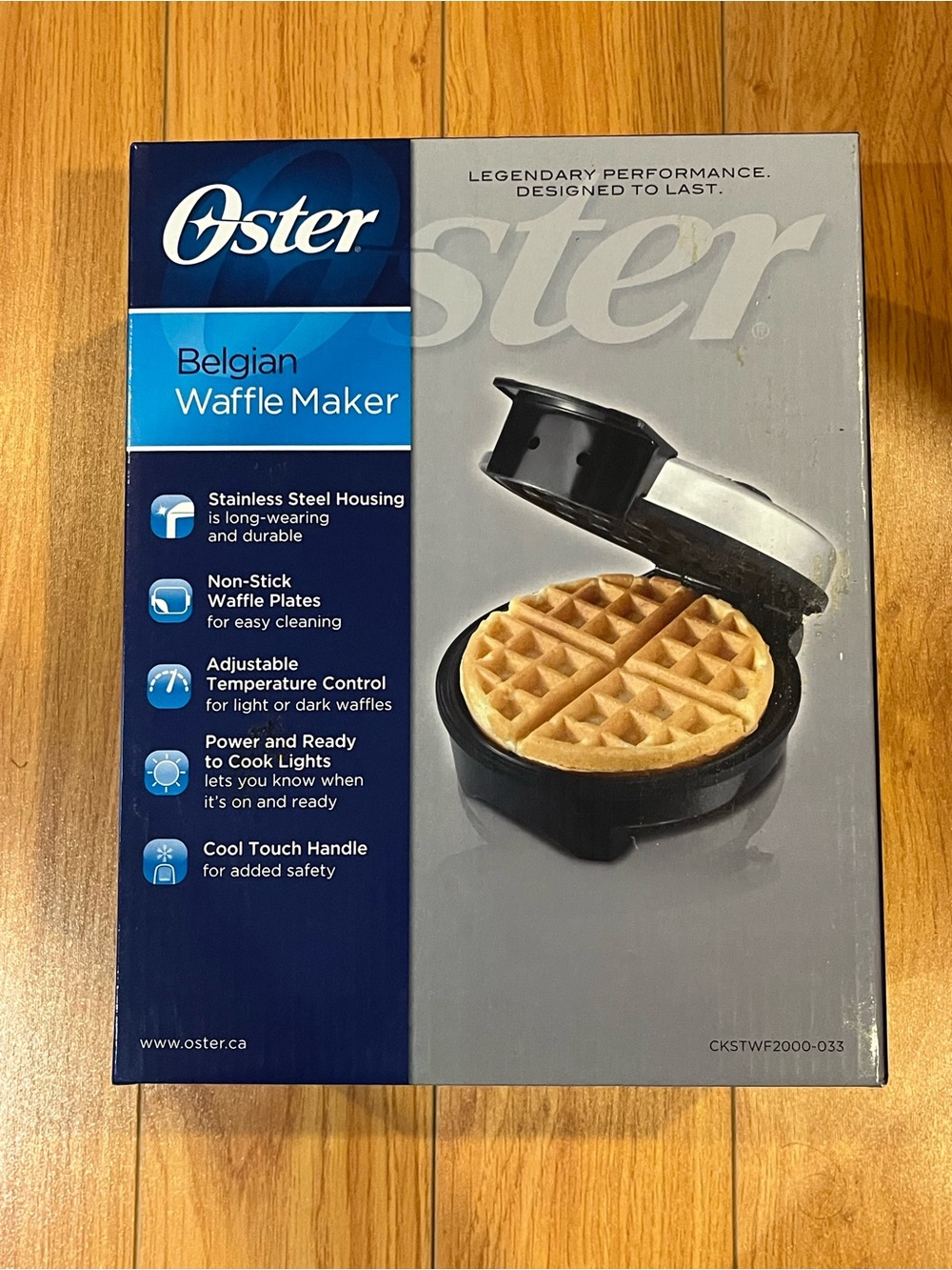 Oster Stainless Steel Durable Easy Clean Non-Stick Plate Belgian Waffle Maker